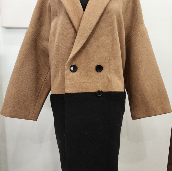 [ COACH] WOMEN'S SIZE XL,HEAVY WEIGHT WOOL - COLOR BLOCK TRENCH COAT - Picture 5 of 16